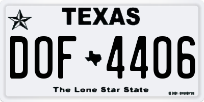 TX license plate DOF4406