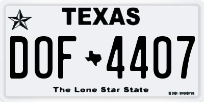 TX license plate DOF4407