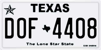 TX license plate DOF4408