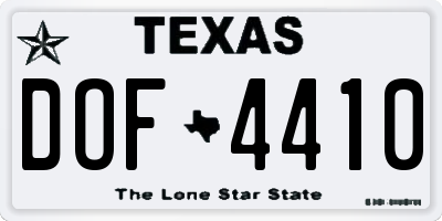 TX license plate DOF4410