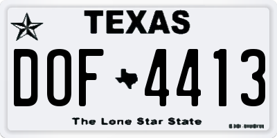TX license plate DOF4413