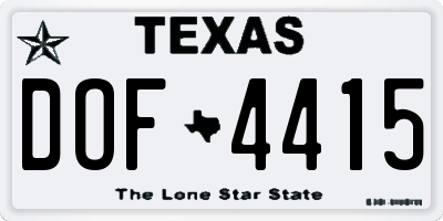 TX license plate DOF4415
