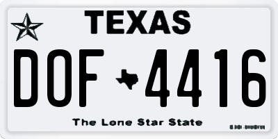TX license plate DOF4416