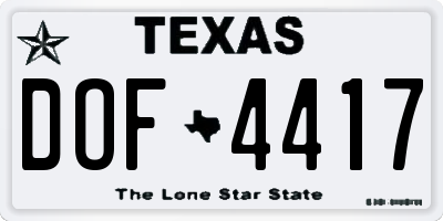 TX license plate DOF4417