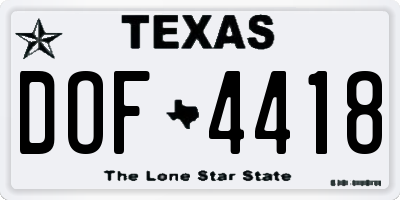 TX license plate DOF4418