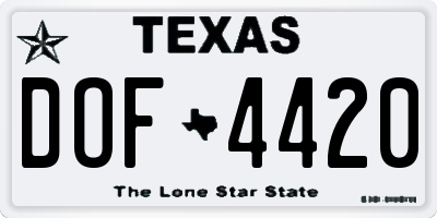 TX license plate DOF4420