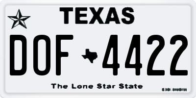 TX license plate DOF4422