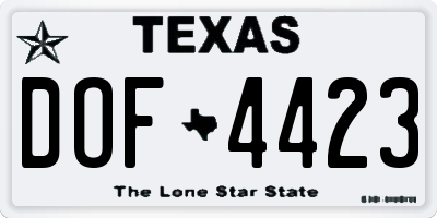 TX license plate DOF4423