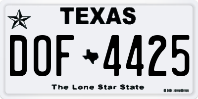 TX license plate DOF4425