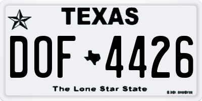 TX license plate DOF4426