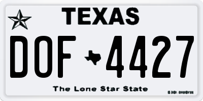 TX license plate DOF4427