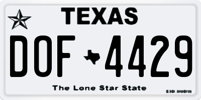 TX license plate DOF4429