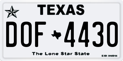 TX license plate DOF4430