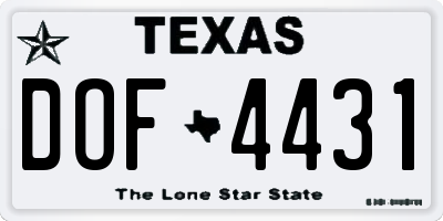 TX license plate DOF4431