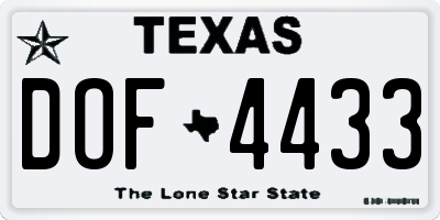 TX license plate DOF4433