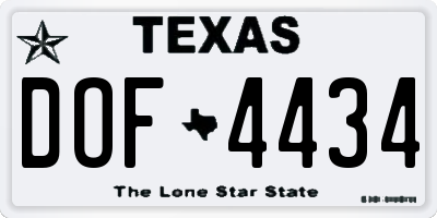TX license plate DOF4434