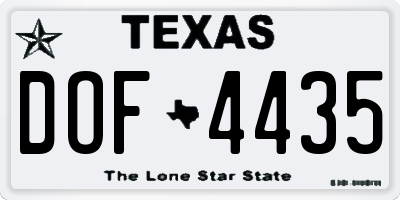 TX license plate DOF4435