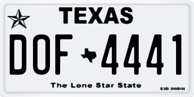 TX license plate DOF4441