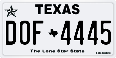 TX license plate DOF4445