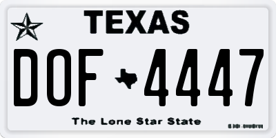 TX license plate DOF4447