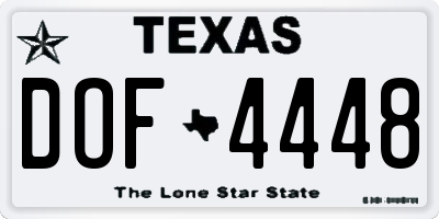 TX license plate DOF4448
