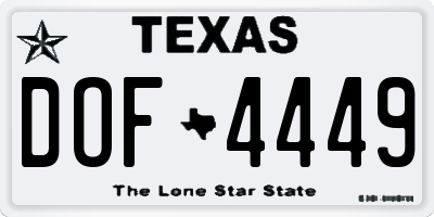 TX license plate DOF4449