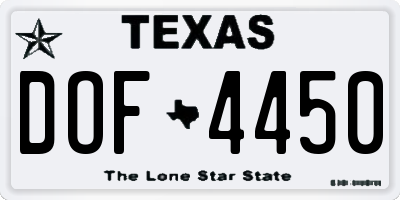 TX license plate DOF4450