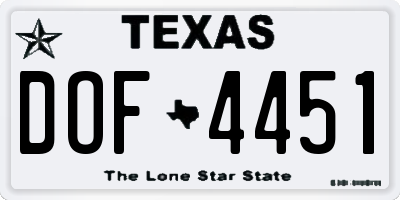 TX license plate DOF4451