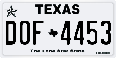 TX license plate DOF4453