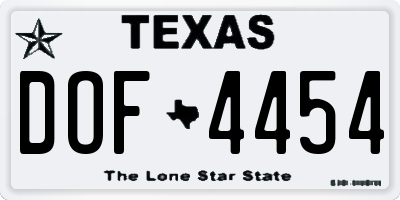 TX license plate DOF4454