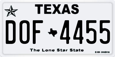 TX license plate DOF4455