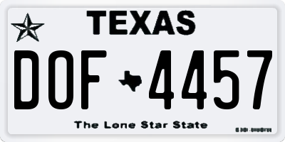 TX license plate DOF4457