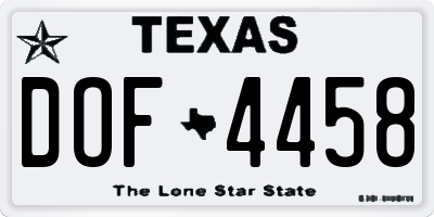 TX license plate DOF4458