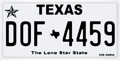 TX license plate DOF4459