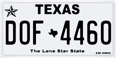 TX license plate DOF4460