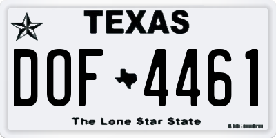 TX license plate DOF4461