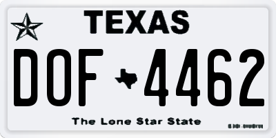 TX license plate DOF4462