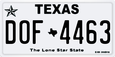 TX license plate DOF4463