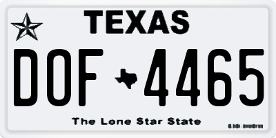 TX license plate DOF4465