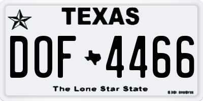 TX license plate DOF4466