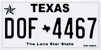 TX license plate DOF4467