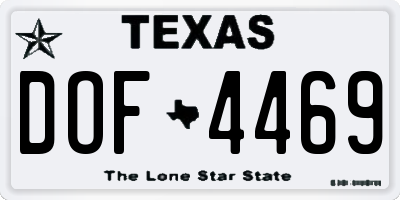TX license plate DOF4469