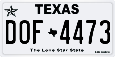 TX license plate DOF4473