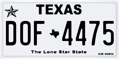 TX license plate DOF4475
