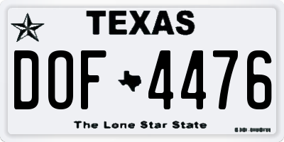 TX license plate DOF4476