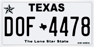 TX license plate DOF4478