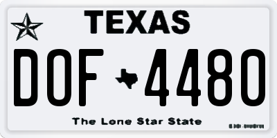 TX license plate DOF4480