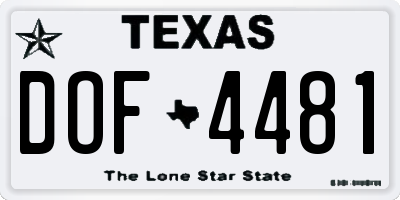 TX license plate DOF4481