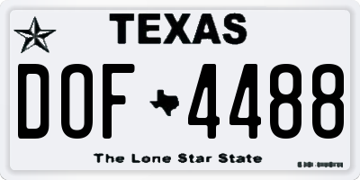 TX license plate DOF4488