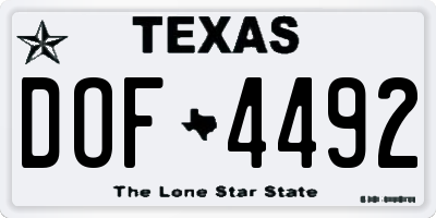 TX license plate DOF4492